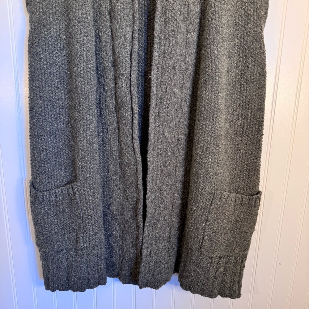 Eddie Bauer Wool Gray Knit Sleeveless Open Cardigan Sweater With Pockets Size M - Picture 2 of 12